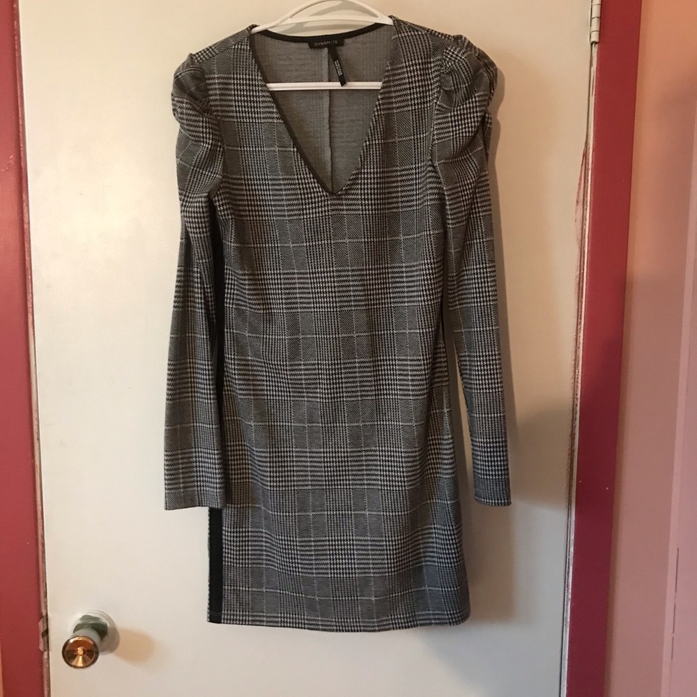Elegant Gray Plaid Dress